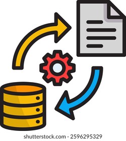 Data Transformation Icon Lineal Color Vector Illustration