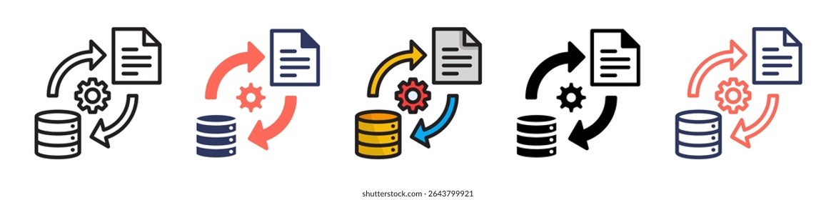 Data Transformation Icon Multiple Vector Illustration