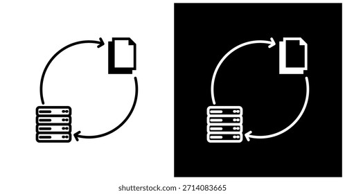 Icono De Transformación De Datos En Fondo Blanco Y Negro