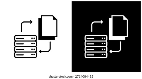 Icono De Transformación De Datos En Fondo Blanco Y Negro