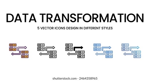 Data Transformation Icons different style vector stock illustration