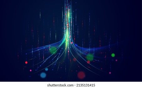 Data Transformation Vector Background. Big Data Technology, Future Of Internet Vector Background Design. Cyber Circuit Future Technology Background. 