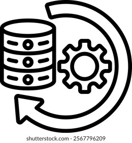 Data Transformation Vector Lineal Icon On White Background.