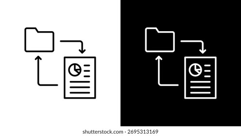 Design do Conjunto de Ícones Brancos de Transformação de Dados