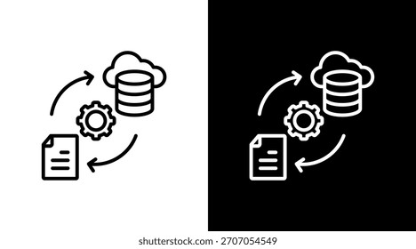 Entwurf des weißen Symbolsatzes für die Datentransformation