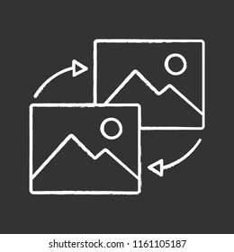 Data transforming chalk icon. Pictures reload. Image type changing. Data conversion. Isolated vector chalkboard illustrations