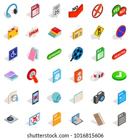 Data transmission icons set. Isometric set of 36 data transmission vector icons for web isolated on white background
