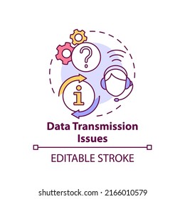 Data transmission issues concept icon. Information support. Maas issue abstract idea thin line illustration. Isolated outline drawing. Editable stroke. Arial, Myriad Pro-Bold fonts used