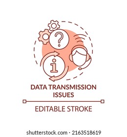 Data transmission issues red concept icon. Information support. Maas issue abstract idea thin line illustration. Isolated outline drawing. Editable stroke. Arial, Myriad Pro-Bold fonts used