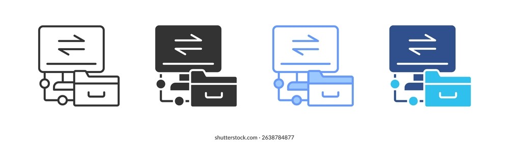 Data Transmission Multi Style Icon Set Vector