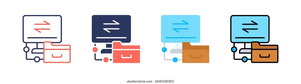 Data Transmission Multi Style Icon Set Vector