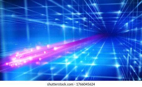 Data transmission, network connection. Electrical energy. Light effects. Vector illustration.