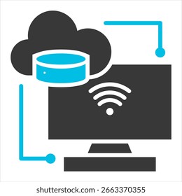 Data Transmission Single Icon Blue White Illustration