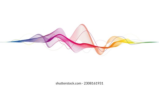 Data transmission, sound wave, technology, space transformation. Abstract rainbow wave for web design, presentation design, web banners. Vector illustration