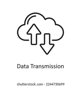 Ilustración de diseño de iconos de esquema del vector de transmisión de datos. Símbolo de administración de datos y negocios sobre archivo EPS 10 de fondo blanco