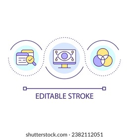 Data transparency loop concept icon. Computer science abstract idea thin line illustration. Writing code. Information availability. Isolated outline drawing. Editable stroke. Arial font used