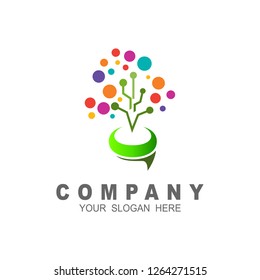 Data tree logos, tree and colorful logo template