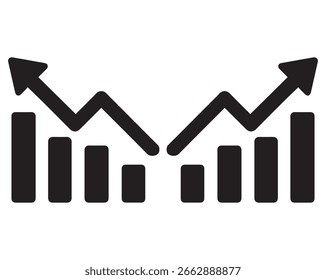 Icono de tendencia de datos, gráfico de barras y Vector de análisis de gráficos de líneas Clipart de Vector Archivo editable.