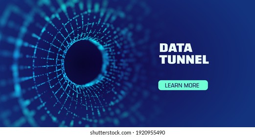 Data tunnel abstract vector background. Security tunnel protected data flow. Network security svg