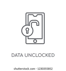 data unclocked linear icon. Modern outline data unclocked logo concept on white background from Internet Security and Networking collection. Suitable for use on web apps, mobile apps and print media.