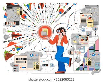 Compreensão, validação e análise dos dados. Ciência de dados e conceito e fundo do vetor de inteligência artificial.