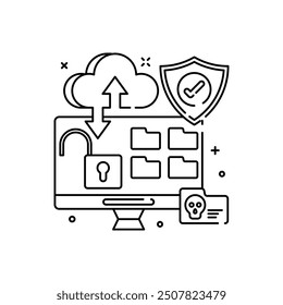 Datos desbloqueados Icono de contorno, Ilustración vectorial
