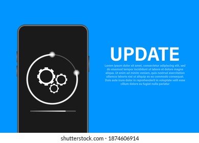 Data update or synchronize with bar process. Update on laptop and smartphone.