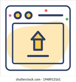 data upload flat line  icon modern illustration