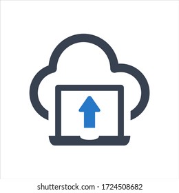 Data upload icon on white background