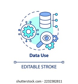 Data use concept icon. Information management strategy. Digital storage. Database abstract idea thin line illustration. Isolated outline drawing. Editable stroke. Arial, Myriad Pro-Bold fonts used