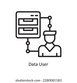 Data User  Vector Outline Icon Design illustration. Data Symbol on White background EPS 10 File