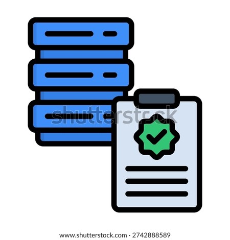 Data Validation Icon Lineal Color Style Vector Illustration