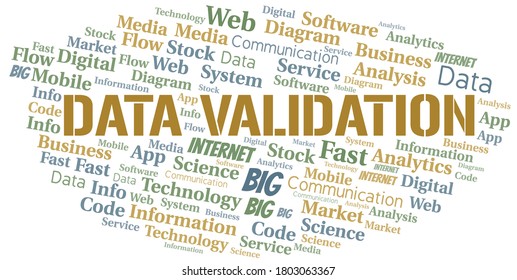 Data Validation Vector Word Cloud, Made With Text Only.