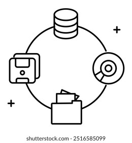 Design de Ícones de Vetor de Variedade de Dados, categorias de informações, formatos de dados, dados digitais, ícones de dados, 