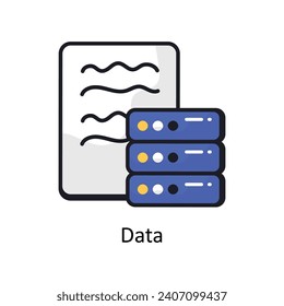 Vector de datos Dibujo del doodle de esquema relleno Ilustración Diseño. Símbolo del archivo EPS 10 de fondo blanco 