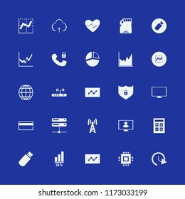 data vector icons set. with diagram, wi fi, memory card and monitor in set