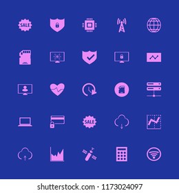 data vector icons set. with shield check, update time, satellite and globe in set