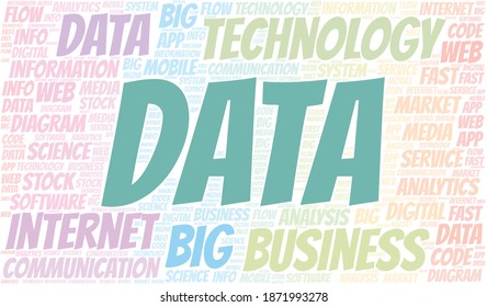 Data vector word cloud, made with text only.