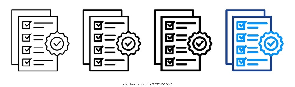Conjunto de Colección de contorno diferente de icono de verificación de datos