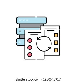 Datenüberprüfung с Farbzeilensymbol. Identifizierungs- und Prüfungsteilnehmer. Piktogramm für Webseiten, mobile App, Promo. UI UX GUI Design Element. Bearbeitbarer Strich.
