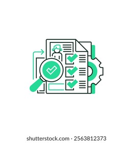 Data Verification Line Icon. linear style sign for mobile concept and web design. Outline vector icon.