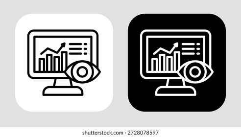 Icono de visión de datos en estilo de línea en blanco y negro