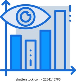 Data Visual business management icon with blue duotone style. Diagram, infographic, bar, line, info, abstract, presentation. Vector illustration