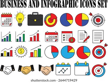 Visualización de datos e iconos de concepto de negocio