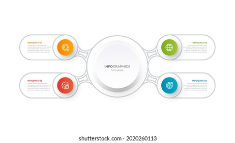 Data visualization business infographic template with 4 options, steps. Vector illustration.