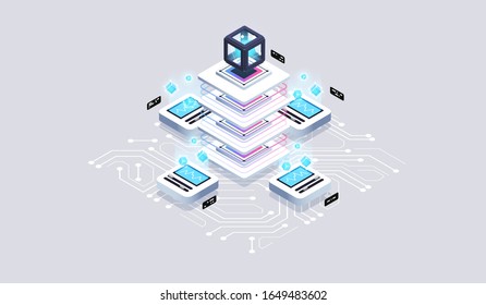 Data visualization concept. 3d isometric vector illustration.