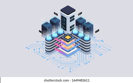 Data visualization concept. 3d isometric vector illustration.