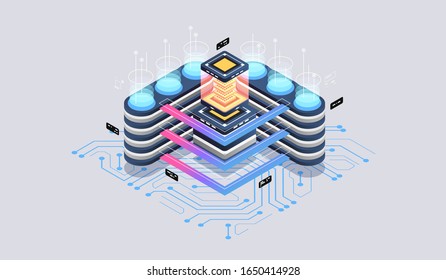 Data visualization concept. 3d isometric vector illustration.