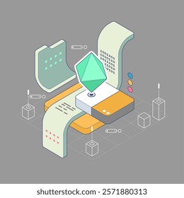 Data visualization concept. 3d isometric vector illustration.