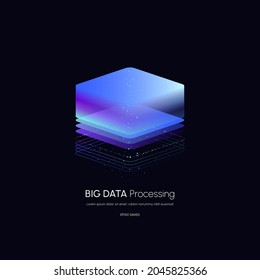 Data visualization concept. Data analytics platform 3d isometric vector illustration. Computer storage or agricultural workstation.
